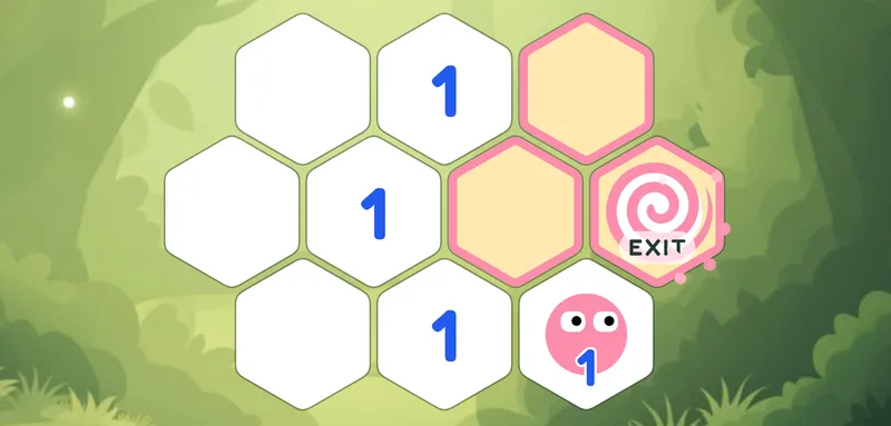 Hex Sense level map - guide Mochi to the Exit without stepping on hidden hazards