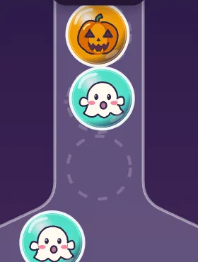 A jack-o'-lantern and a ghost in the neck, with another ghost floating up
