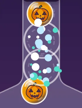 Two jack-o'-lanterns in the neck as the match between them pops